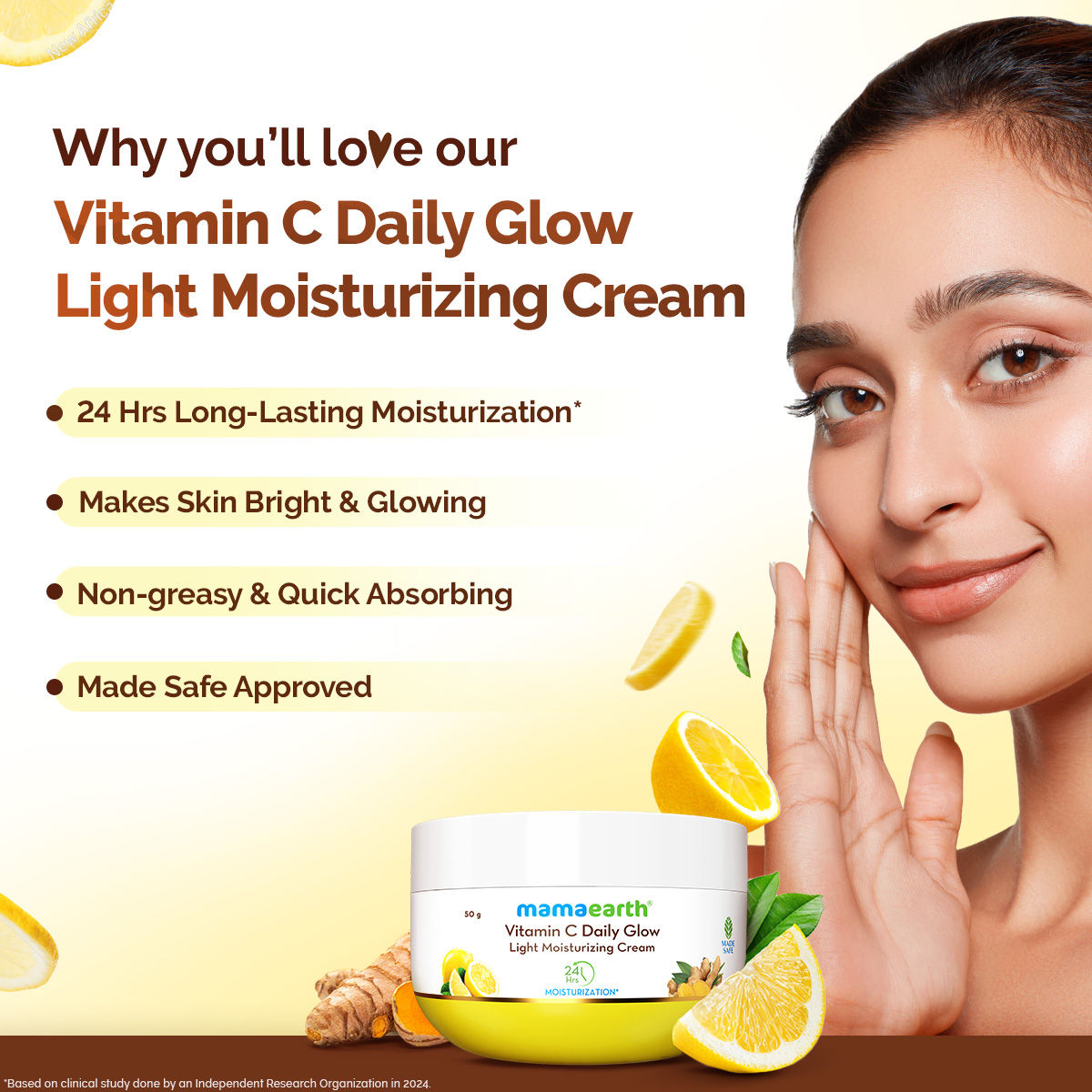 Mamaearth Vitamin C Daily Glow Light Moisturizing Cream (50g)