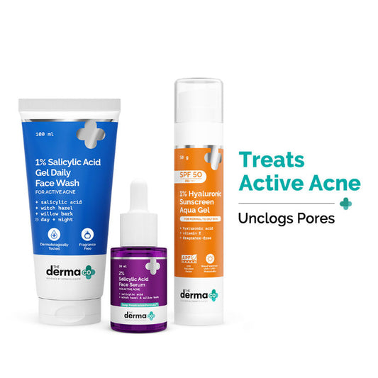 The Derma Co Summer Essential Bestseller Kit With Salicylic & Hyaluronic For Active Acne
(3 pcs)