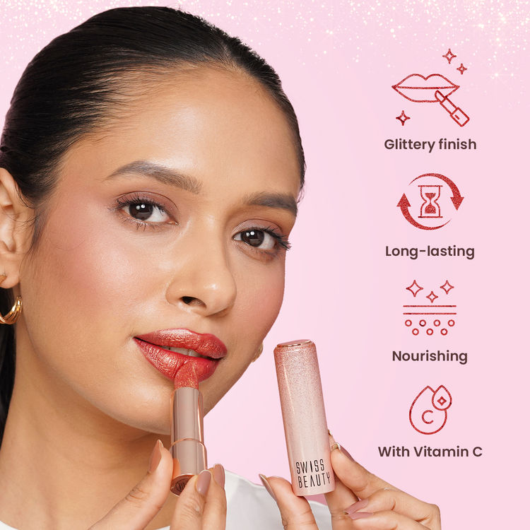 Swiss Beauty More Than Glitter Lipstick (2 Glitz Pink)