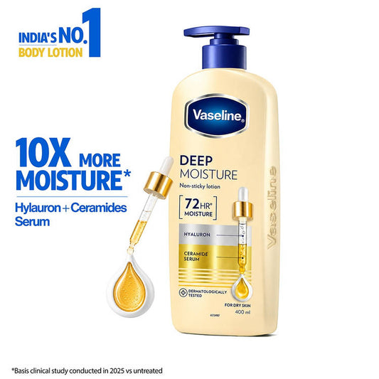 Vaseline Intensive Care Deep Moisture 72HR Long Lasting Hyaluron Ceramide Serum Body Lotion (400ml)