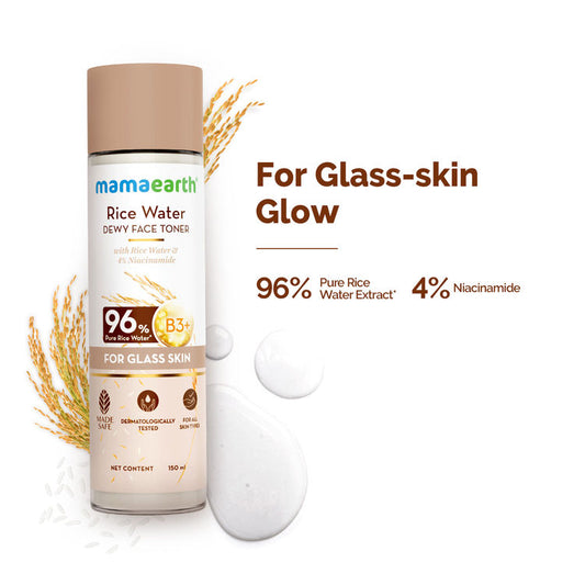 Mamaearth Rice Water Dewy Face Toner with 4% Niacinamide for Glass Skin and All Skin Types (150ml)