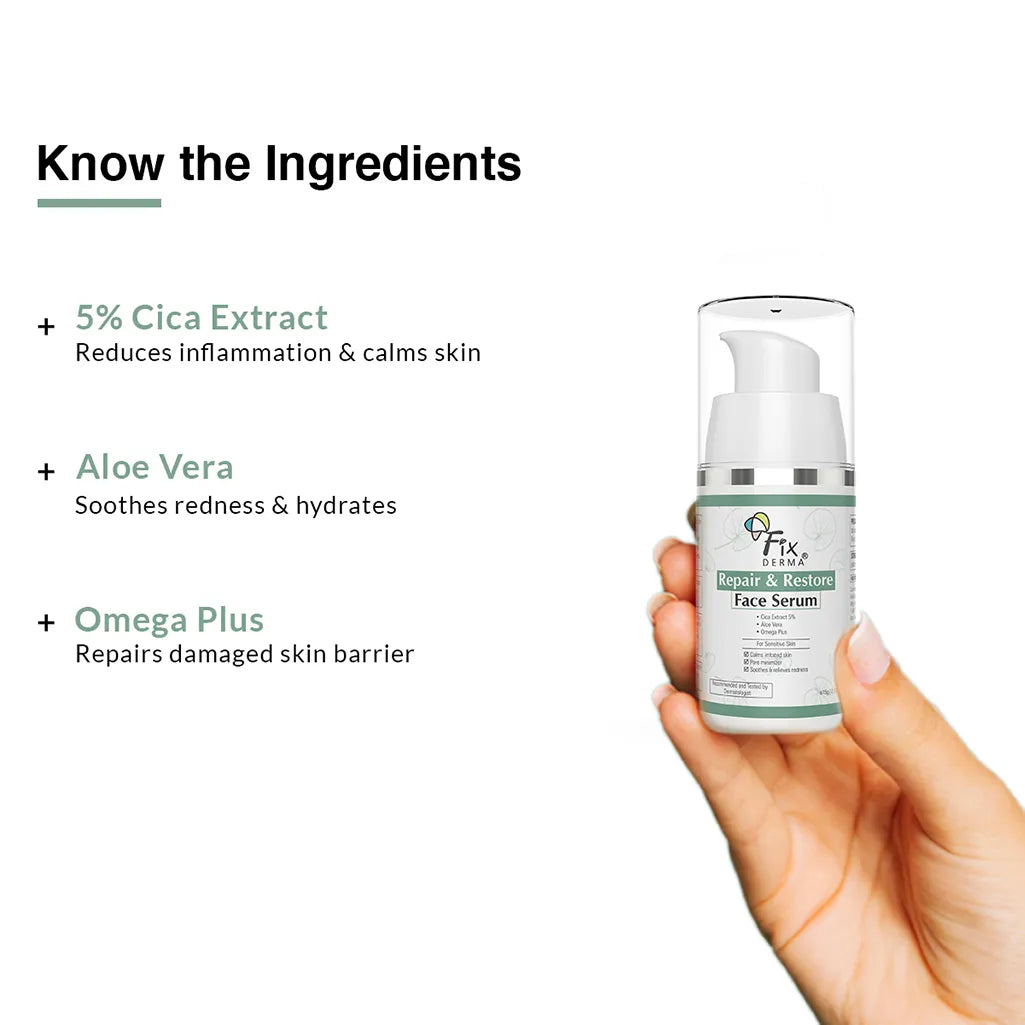 Fixderma Repair and Restore Face Serum | Soothing Serum to Repair Damaged Skin Barrier