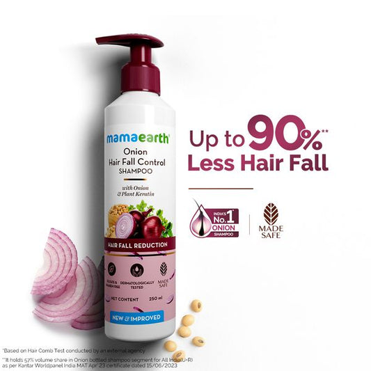 Mamaearth Onion Shampoo with Onion and Plant Keratin for Hair Fall Control - 250ml