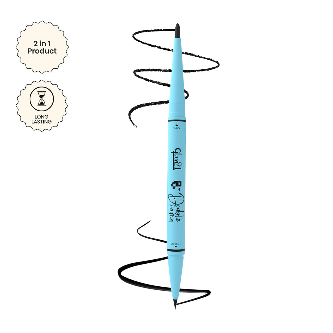 Glam21 Double Drama Kajal+Eyeliner (Black)