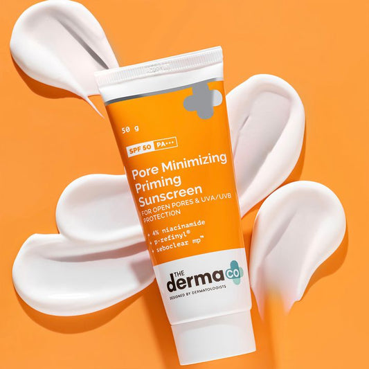 The Derma Co Pore Minimizing Priming Sunscreen with SPF 50 & PA+++ For Open Pores & UVA/UVB Protection - 50g