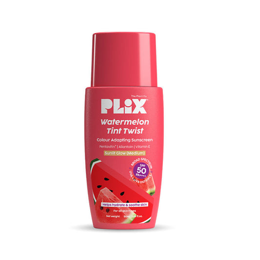 Plix Watermelon Tint Twist Color-Adapting Sunscreen - Medium Sunlit Glow
(50ml)