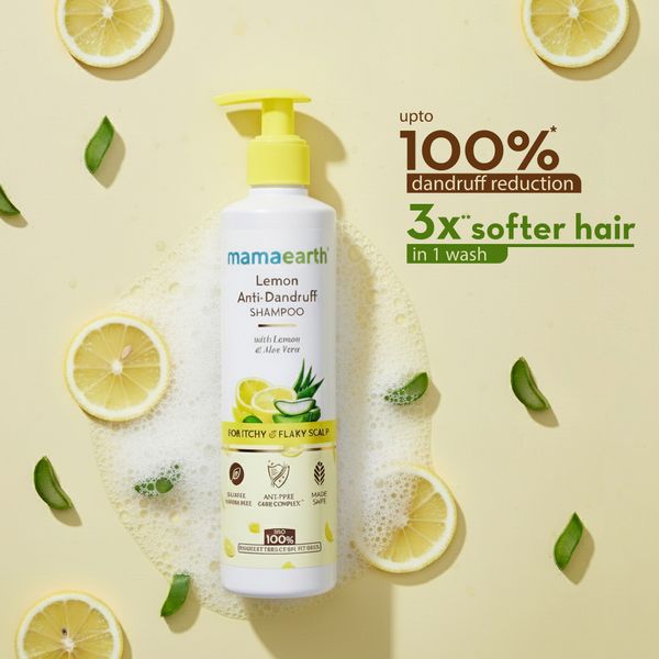 Mamaearth Lemon Anti-Dandruff Shampoo with Lemon & Aloe Vera for Itchy & Flaky Scalp - 250ml