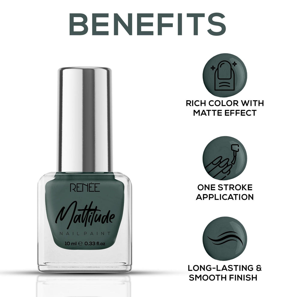 RENEE Mattitude Nail Paint 10ml (08 Algae Green)