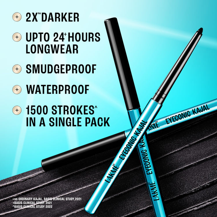 Lakme Eyeconic Kajal in Deep Black Twist Up Pencil With Matte Finish, Lasts 24 hrs
(0.35gm)