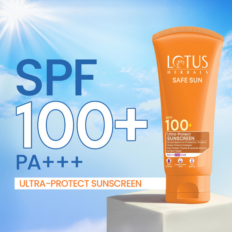 Lotus Herbals SafeSun Ultra-Protect Sunscreen PF 100+ PA+++, Tinted, Anti-Ageing, For All Skin Types (50gm)