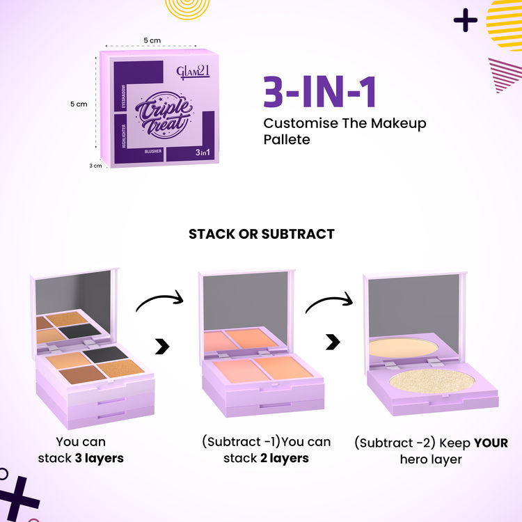 GLAM21 Triple Treat Face & Eyes Stacked Palette - 01 Smoky Treat (13g)