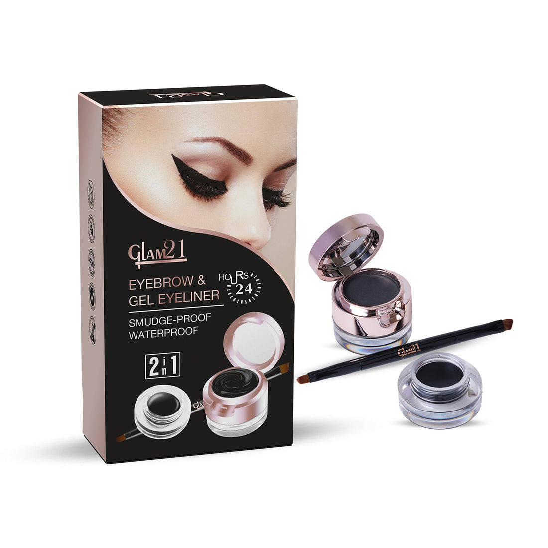Glam21 2-IN-1 Eyebrow & Gel Eyeliner (Black)