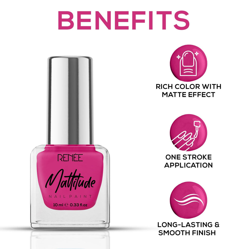 RENEE Mattitude Nail Paint 10ml (07 Fuchsia Pink)