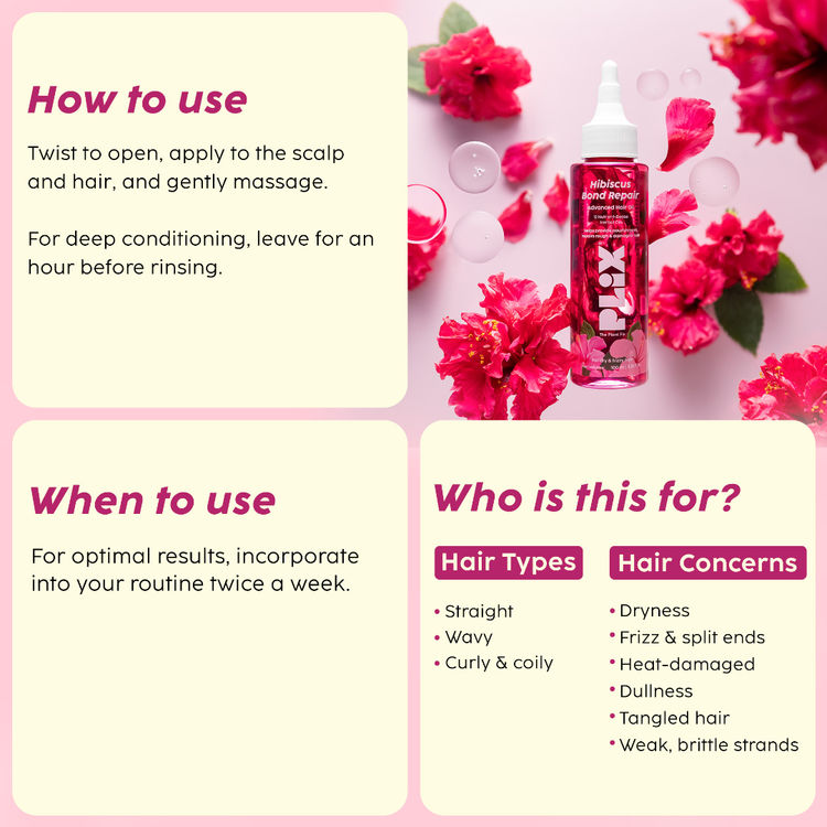 Plix Hibiscus Bond Repair Advanced Hair Oil (For Targeted Repair of Rough & Damaged Hair)
