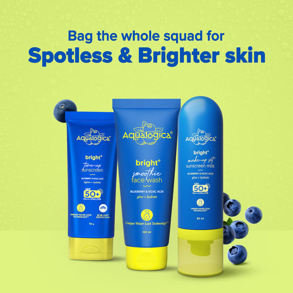 Aqualogica Bright+ Makeup-Set Sunscreen Mist SPF 50+ PA++++ with Blueberry & Kojic Acid