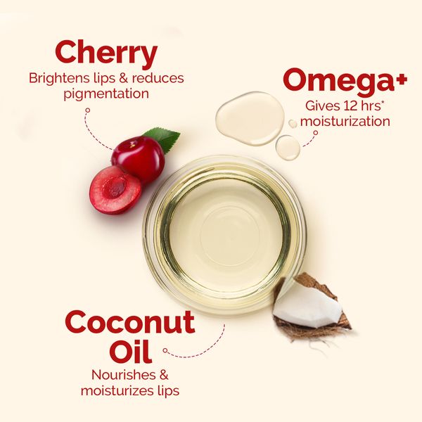 Mamaearth Cherry Tinted 100% Natural Lip Balm with Cherry & Coconut Oil for 12 hrs Moisturized Lips - 2 g