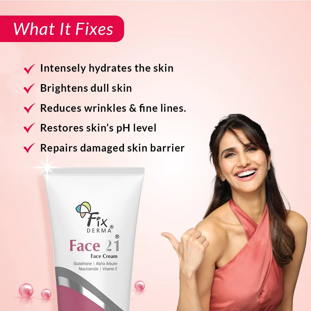 Fixderma Face 21 Cream | Skin-Brightening Moisturizer for Dry Skin