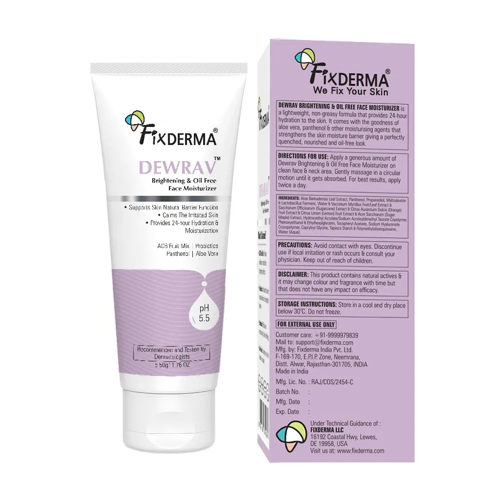 Fixderma Dewrav Brightening & Oil Free Face Moisturizer 50g