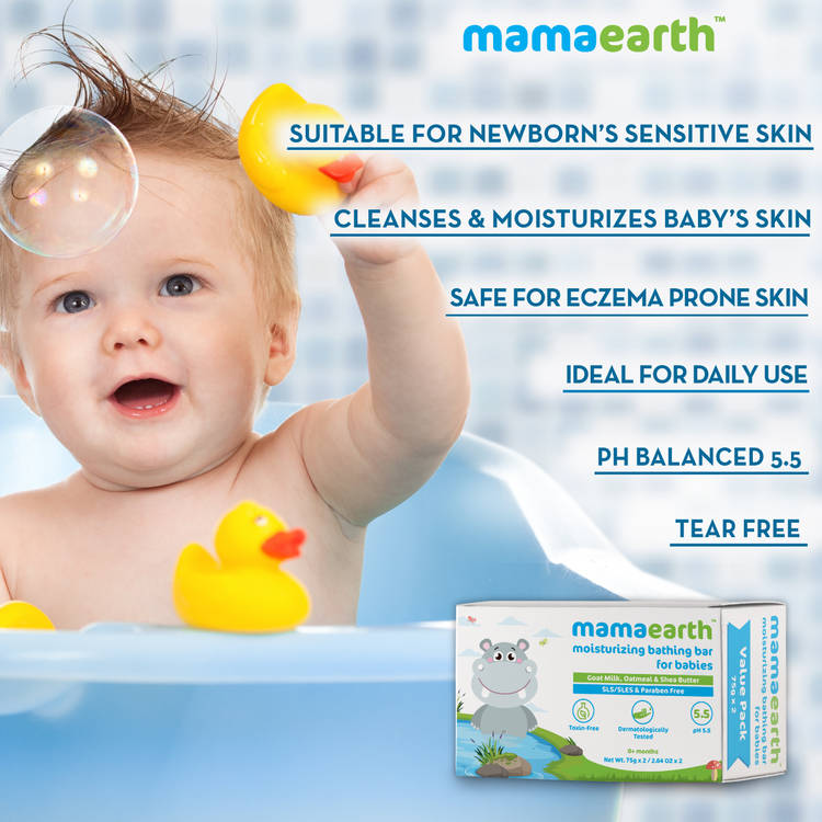 Mamaearth Moisturizing Baby Bathing Soap Bar (Value Pack 75gm x 2)