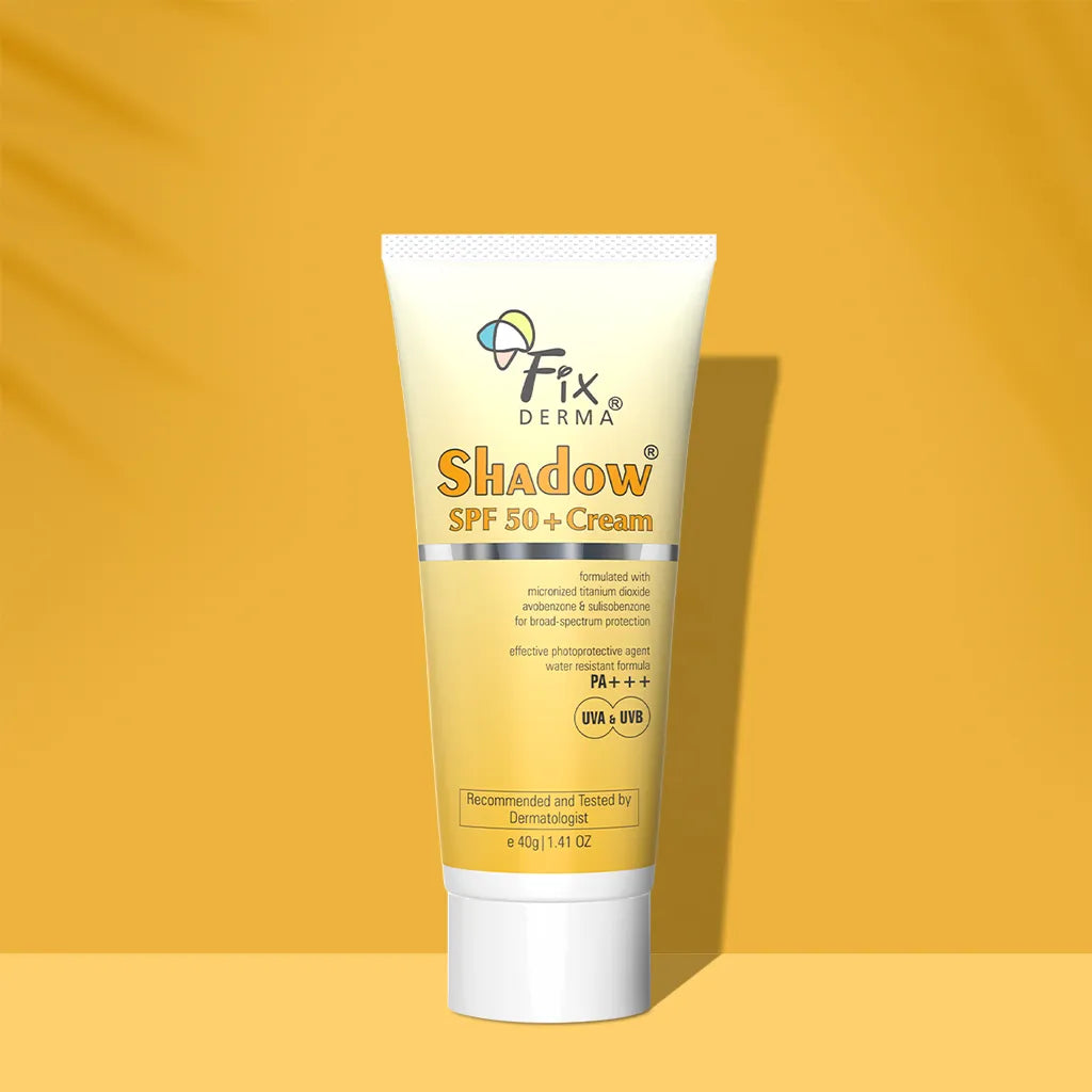 Fixderma Shadow Sunscreen SPF 50 + Cream | Broad-Spectrum SPF 50+ Protection for Dry Skin (40g)