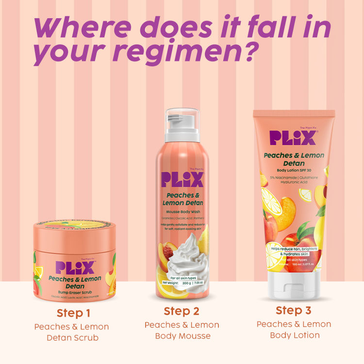 Plix Peaches & Lemon De-Tan Mousse Body Wash
(200g)