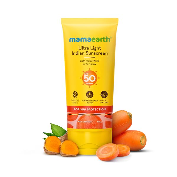 Mamaearth Ultra-Light Indian Sunscreen SPF 50 PA++++ – In-Vivo Tested 80g