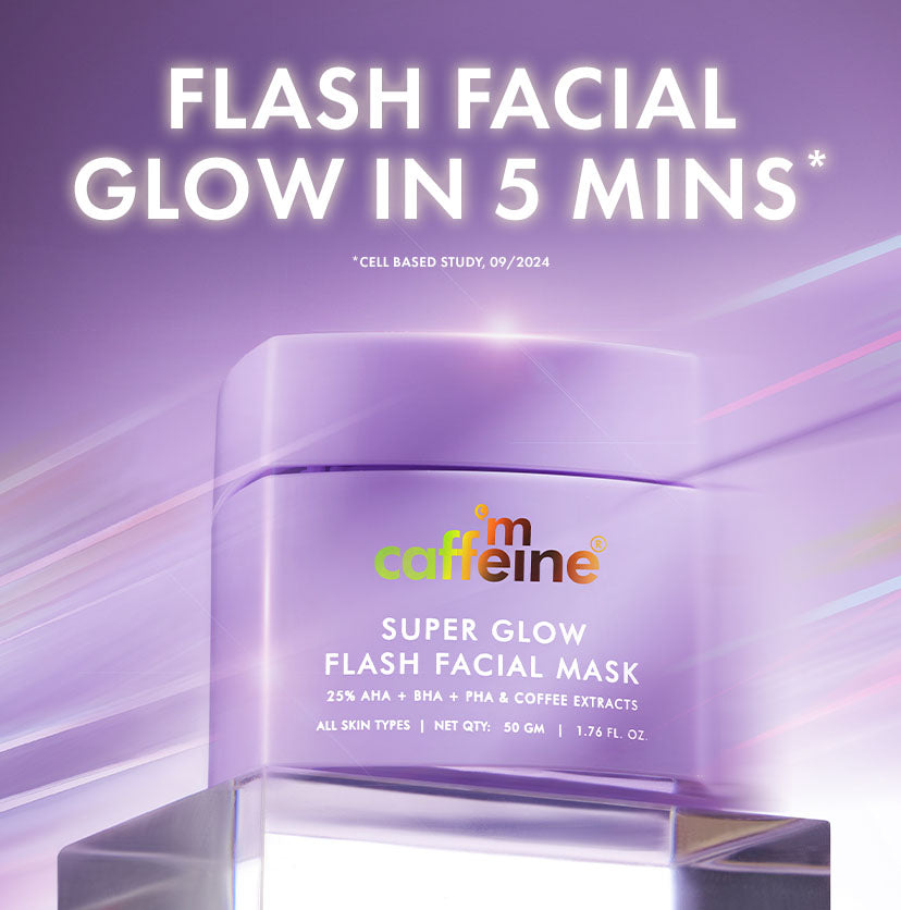 Mcaffeine Super Glow Flash Facial 25% AHA+BHA+PHA Face Mask - 50gm