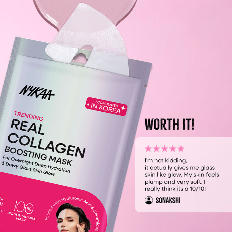 Nykaa Skin Real Collagen Mask – Hydrates, Brightens And Gives Dewy Skin Overnight - Formulated In Korea
(34g)