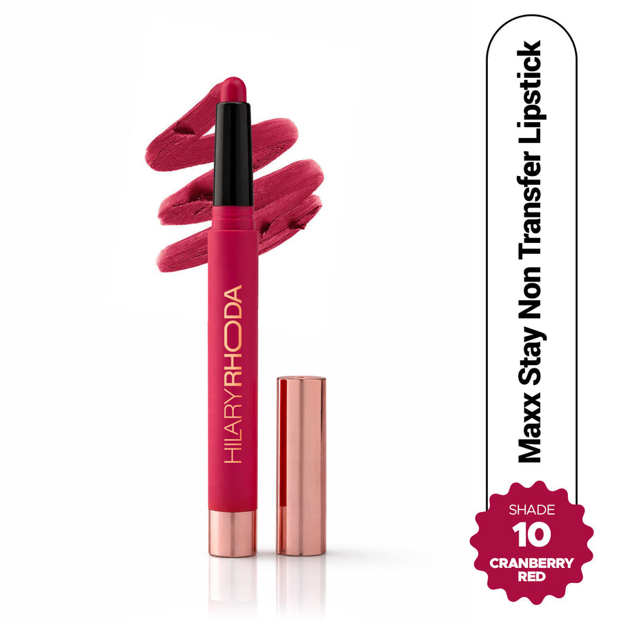 Hilary Rhoda Maxx Stay Non Transfer Lipstick (10 Cranberry Red)