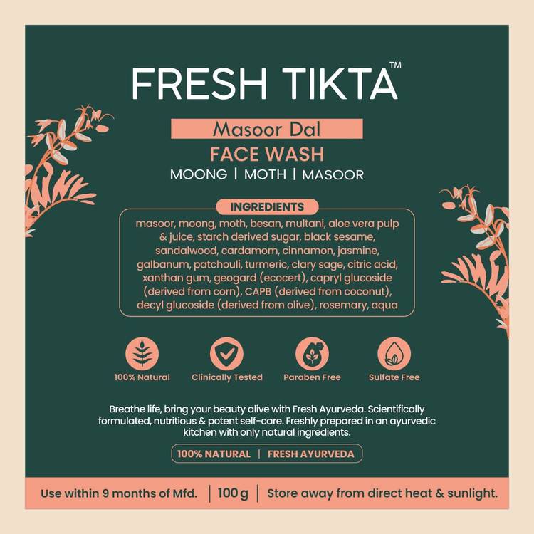 Nat Habit Fresh Masoor Dal Face Wash For Combination Skin, Face Cleanser For Brightening & Tan (100 g)