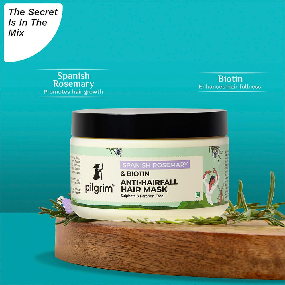 Pilgrim Spanish Rosemary & Biotin Anti-Hairfall Hair Mask
Fights Breakage & Hairfall