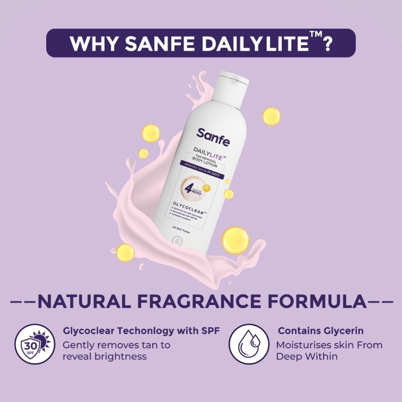 Sanfe Dailylite Tan Removal Body Lotion For Women Remove Tan With SPF 30 Body Moisturizer Cream
(200 ml)