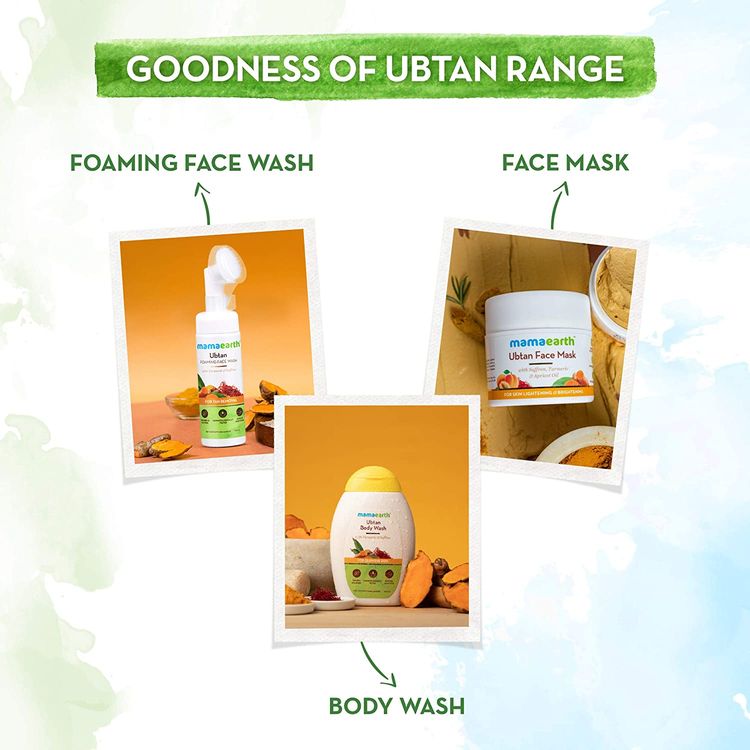 Mamaearth Ubtan Foaming Face Wash With Brush With Turmeric & Saffron For Tan Removal (150ml)