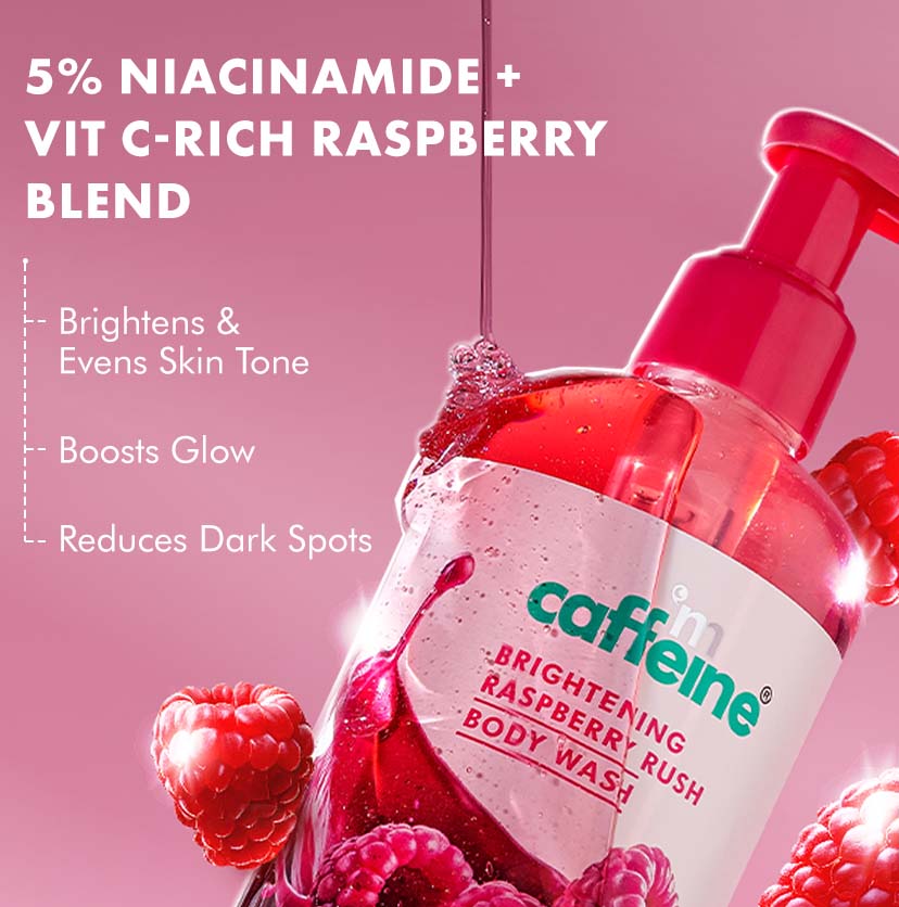 Mcaffeine Brightening Body Wash | 5% Niacinamide & Raspberry Extracts (300ml)