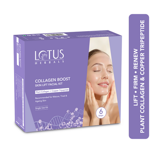 Lotus Herbals Collagen Boost 6-Step Skin Lift Facial Kit with Plant Collagen + Copper tripeptide / 71g