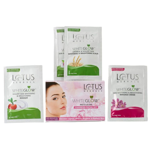 Lotus Herbals Whiteglow Insta Glow 4 IN 1 Facial Kit For Cleansing, Whitening And Smoothing Skin (40gm)