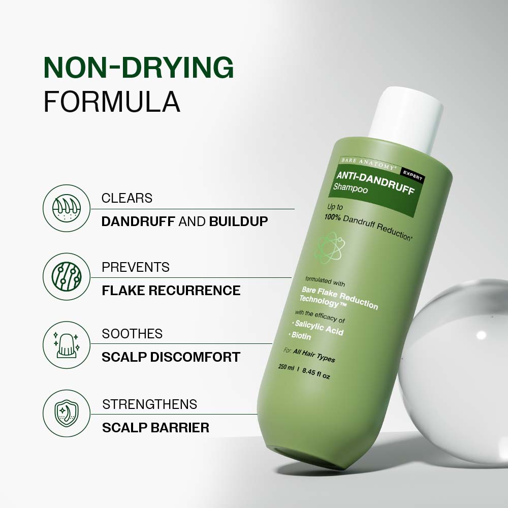 Bare Anatomy Anti-Dandruff Shampoo with Salicylic Acid, Piroctone Olamine, Biotin & Menthol (250ml)