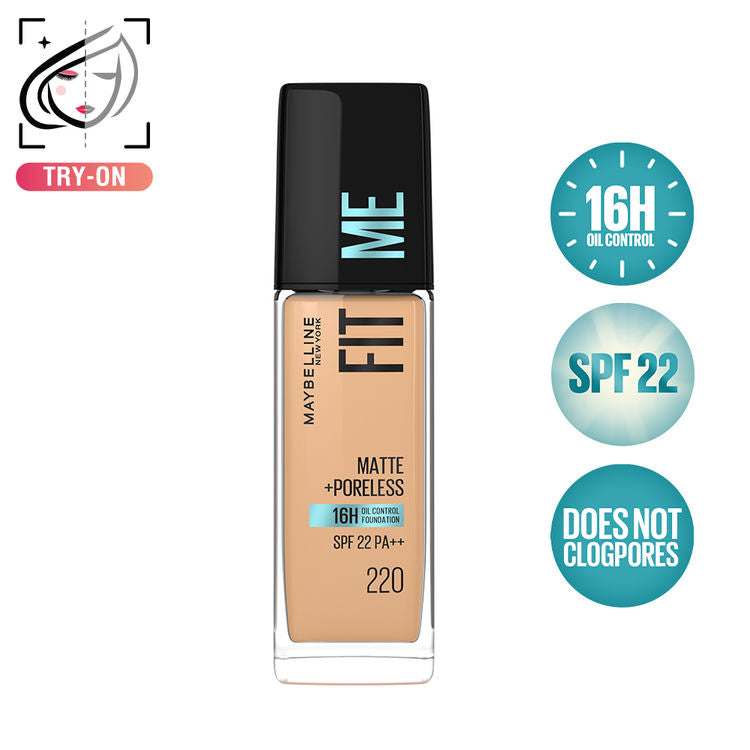 Maybelline Fit Me Matte+Poreless 16H Oil Control Foundation With SPF 22 PA++ (220 Natural Beige)(30ml)