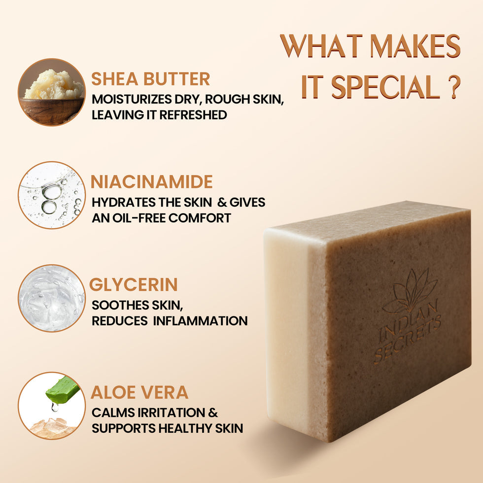 Indian Secrets Scrub Soap Hyaluronic Acid & Coconut Milk Pack of 3
