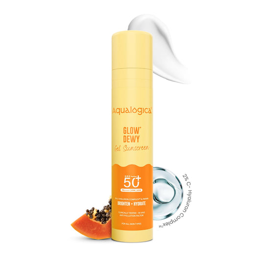 Aqualogica Glow+ Dewy Gel Sunscreen In-Vivo Tested SPF 50+ PA++++ with Papaya & Vitamin C - 50g