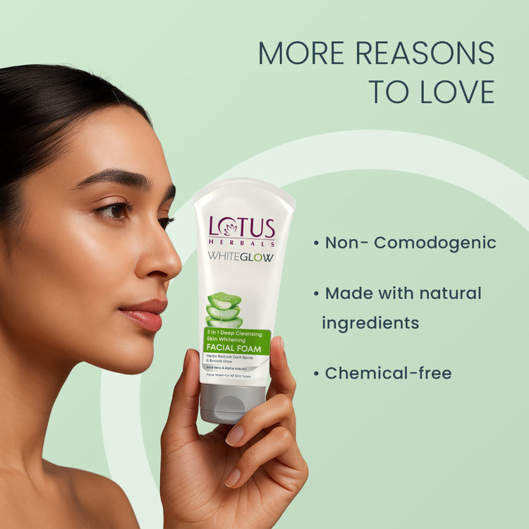Lotus Herbals WhiteGlow 3 in 1 Deep Cleansing Facial Foam|Acne Control|NonGreasy|All Skin Types
(200g)