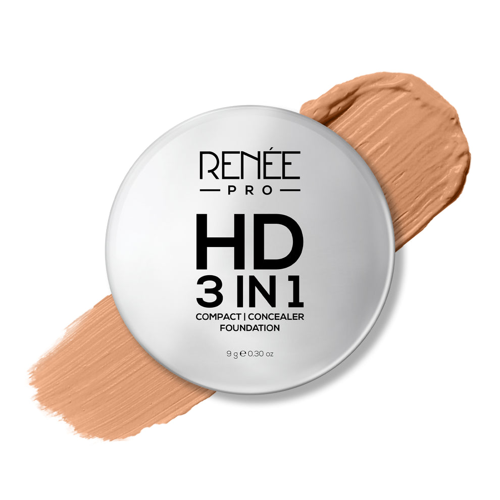 RENEE Pro HD 3-IN-1 Compact, Works as Concealer, Foundation & Powder With SPF 20 (Noix)