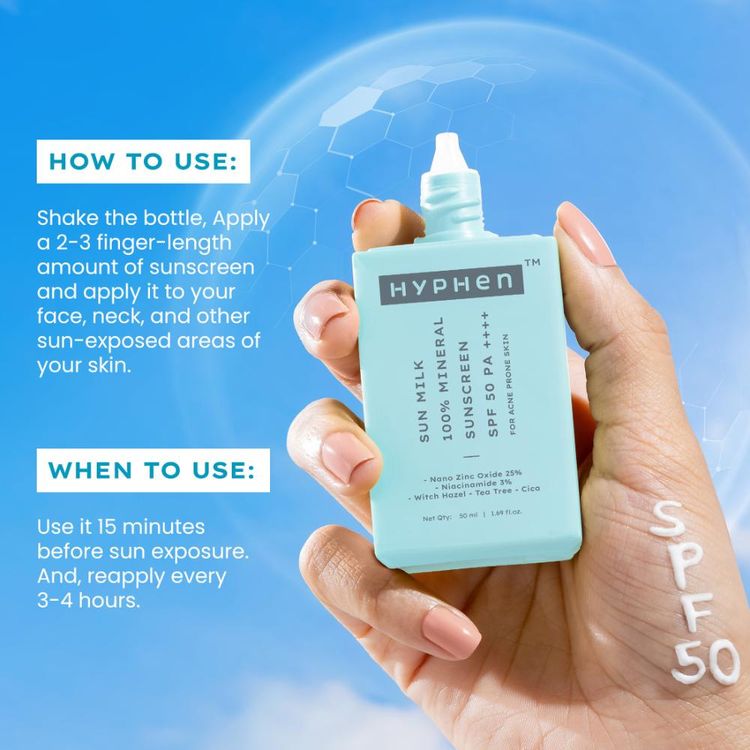 Hyphen Sun milk 100% mineral sunscreen spf 50 pa++++ | 50 ml