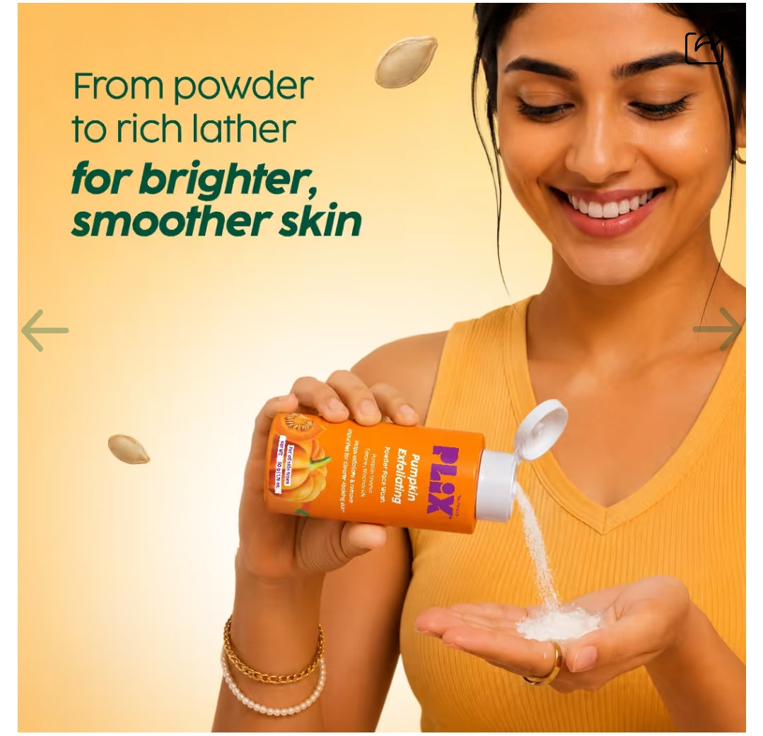Plix Pumpkin Powder Cleanser For Gentle Exfoliation & Cleansing / 50g