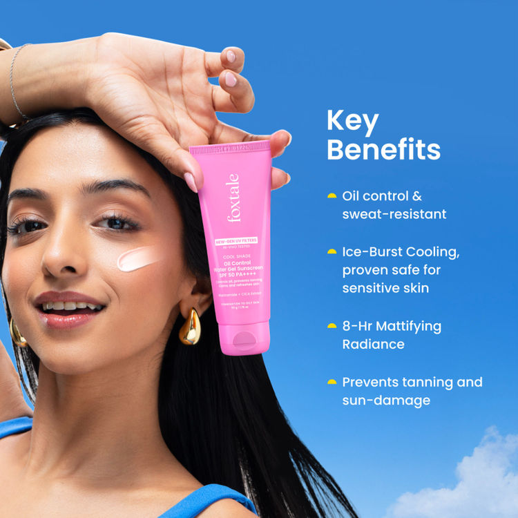 Foxtale SPF 50 Aqua-Gel Lightweight Sunscreen for Oily Skin, In-Vivo Tested PA++++, Matte Finish.
(50g)