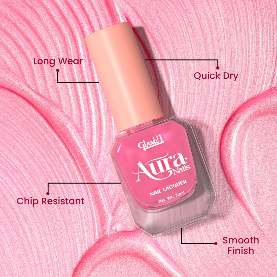 Glam21 Aura - Nail Lacquer (11Taffy Pink)