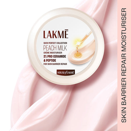 Lakmé Peach Creme Moisturiser, Ceramide & Peptide, Skin Barrier Repair & Hydrated Glow
(200 g)