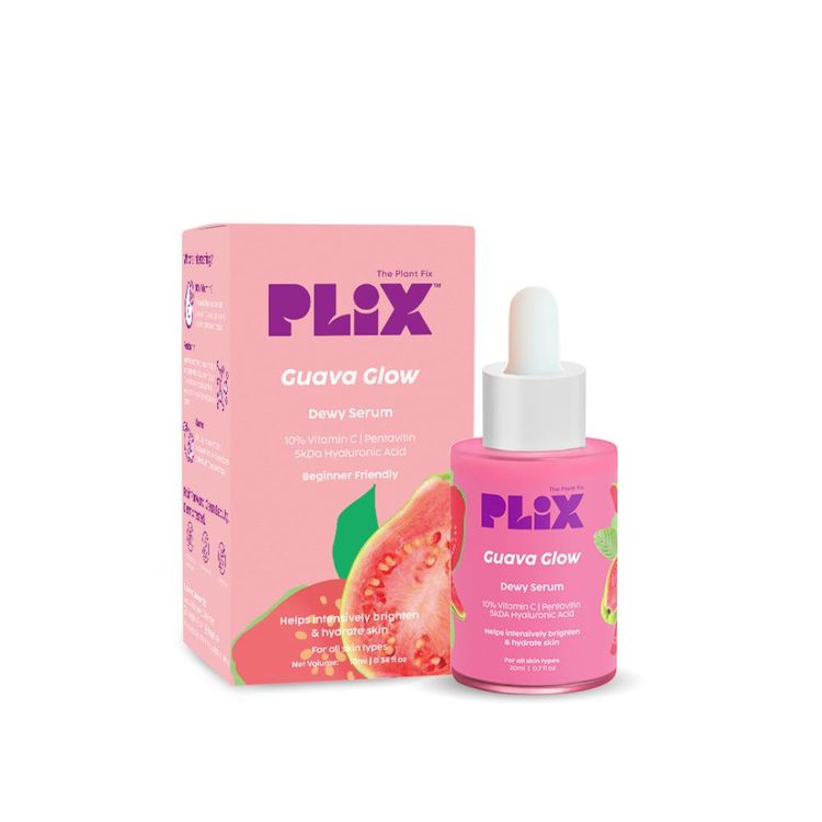Plix 10% Vitamin C Guava Face Serum for Skin Brightening & Even tone with Hyaluronic acid & Pentavitin
(20ml)