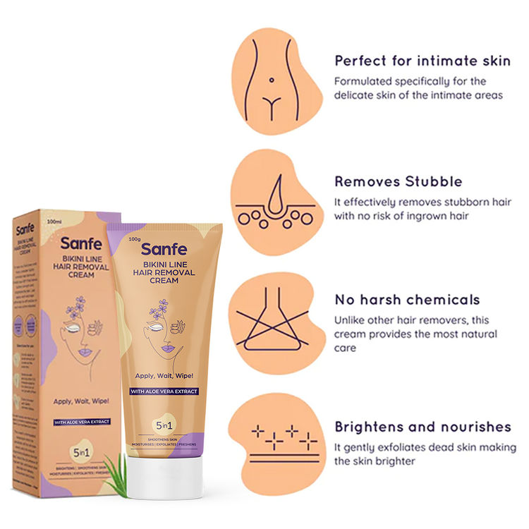 Sanfe Bikini Line Hair Removal Cream With Aloevera
(100ml)