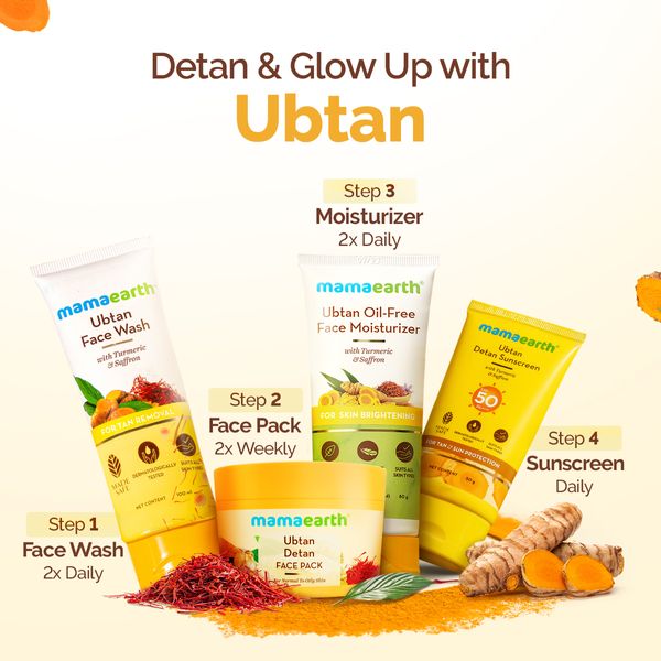 Mamaearth Ubtan Detan Face Pack with Turmeric & Saffron for Normal to Oily Skin - 200 g